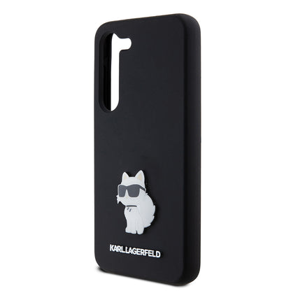 Case for Samsung Galaxy S23 S911, Karl Lagerfeld, Silicone Choupette Metal, Black