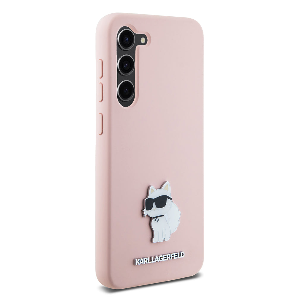 Калъф за Samsung Galaxy S23 S911, Karl Lagerfeld, Silicone Choupette Metal, Розов