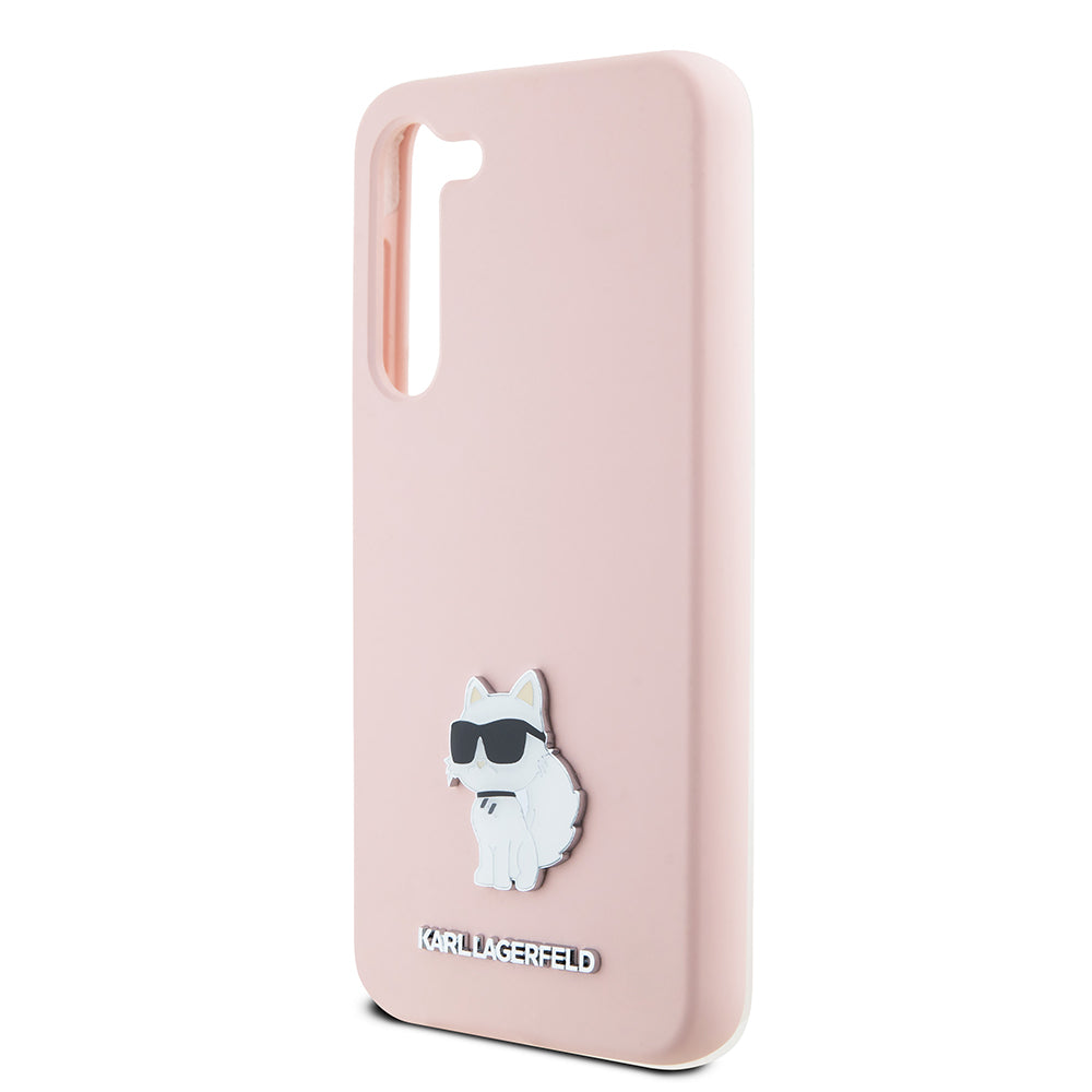 Калъф за Samsung Galaxy S23 S911, Karl Lagerfeld, Silicone Choupette Metal, Розов