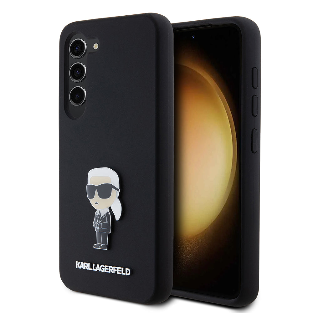 Калъф за Samsung Galaxy S23 S911, Karl Lagerfeld, Silicone Ikonik Karl Metal, Черен