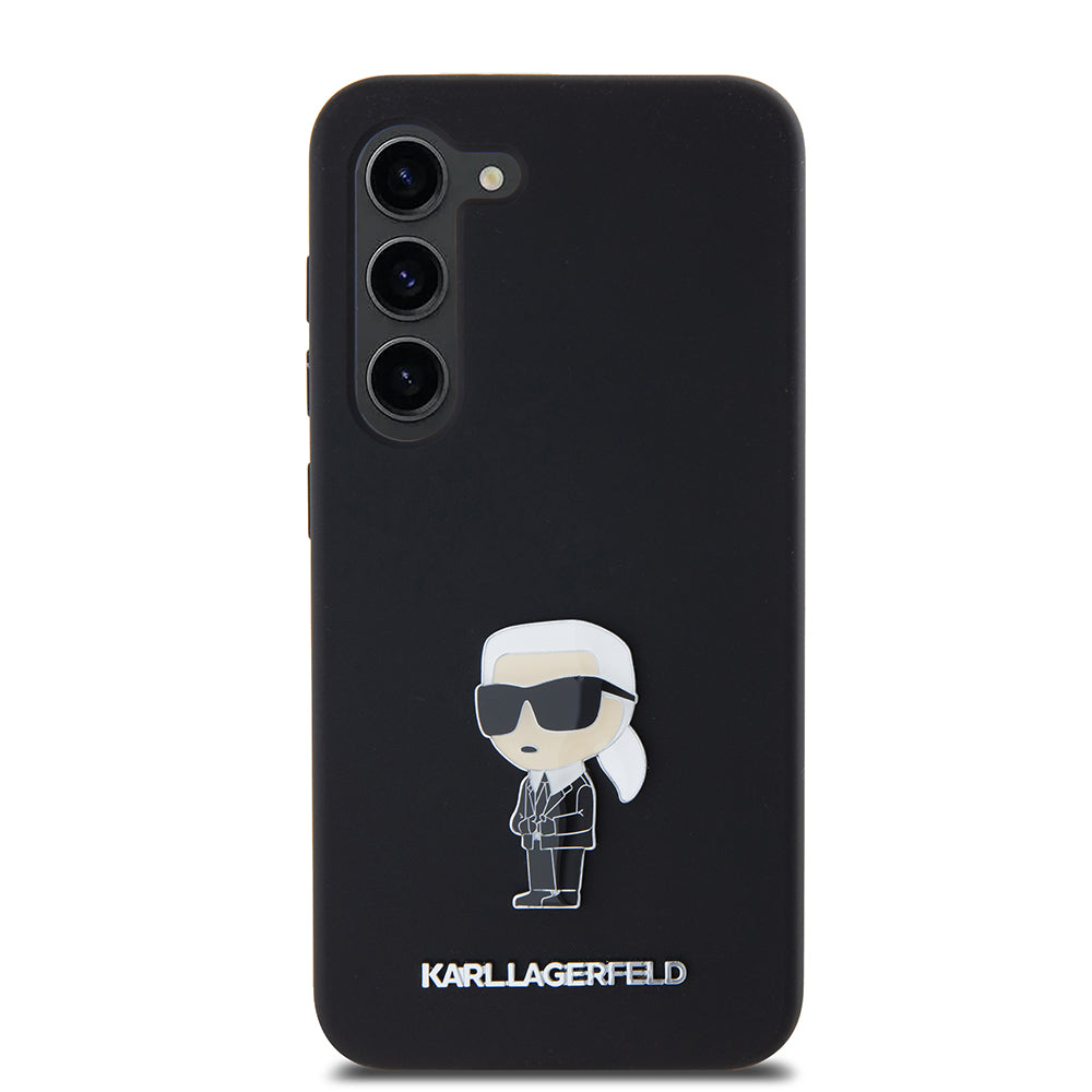 Калъф за Samsung Galaxy S23 S911, Karl Lagerfeld, Silicone Ikonik Karl Metal, Черен