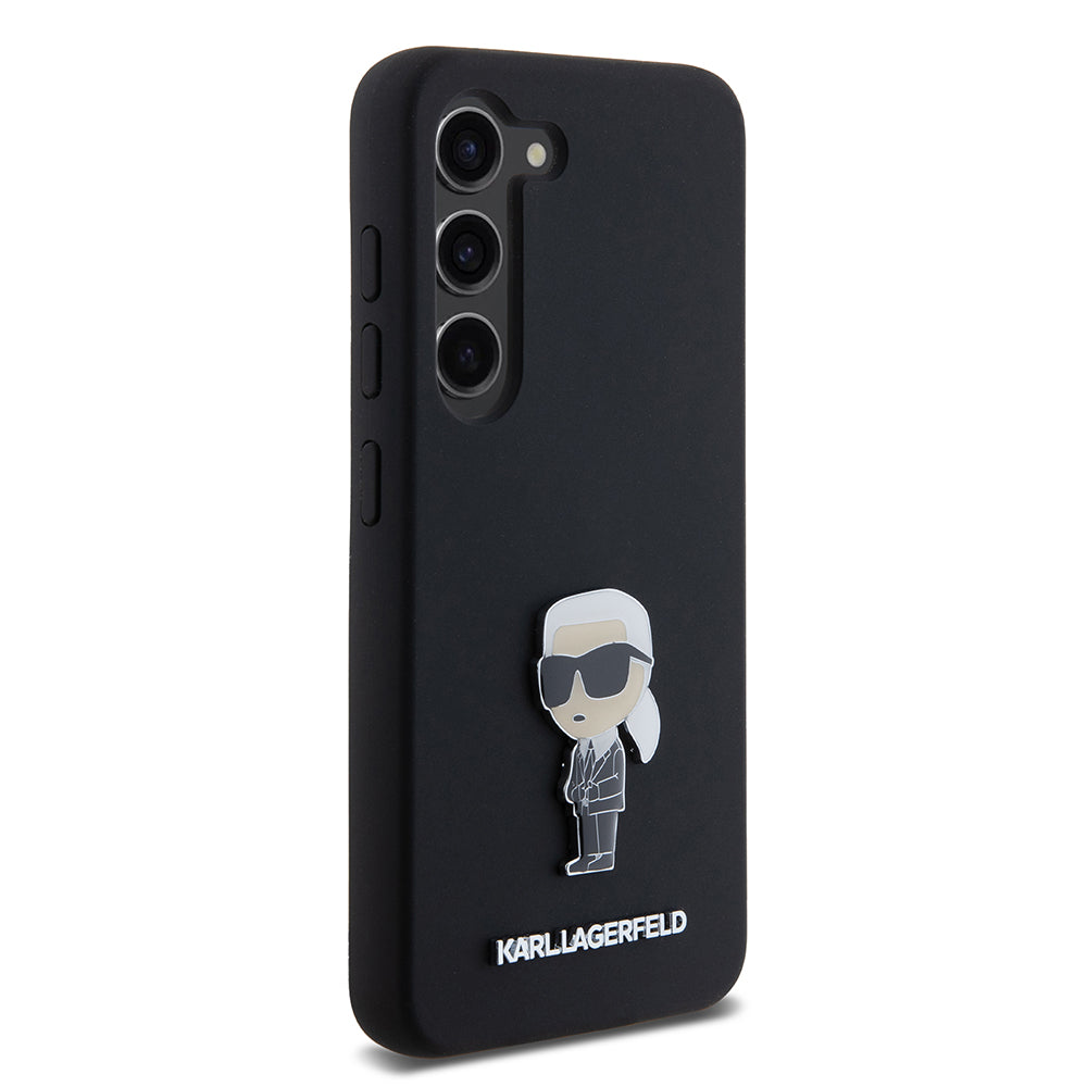 Калъф за Samsung Galaxy S23 S911, Karl Lagerfeld, Silicone Ikonik Karl Metal, Черен