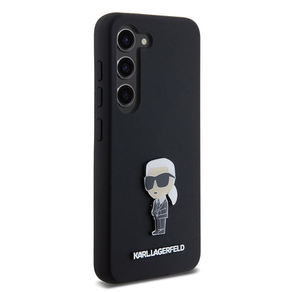 Калъф за Samsung Galaxy S23 S911, Karl Lagerfeld, Silicone Ikonik Karl Metal, Черен