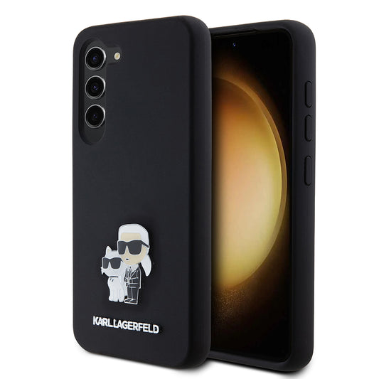 Калъф за Samsung Galaxy S23 S911, Karl Lagerfeld, Силикон Karl & Choupette Metal, Черен