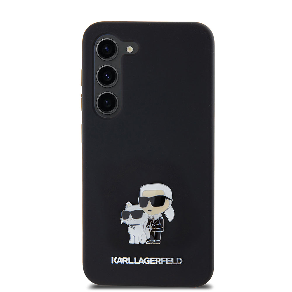 Калъф за Samsung Galaxy S23 S911, Karl Lagerfeld, Силикон Karl & Choupette Metal, Черен