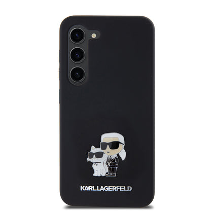 Калъф за Samsung Galaxy S23 S911, Karl Lagerfeld, Силикон Karl & Choupette Metal, Черен