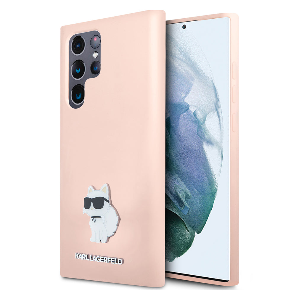 Калъф за Samsung Galaxy S23 Ultra S918, Karl Lagerfeld, Silicone Choupeete Metal, Розов