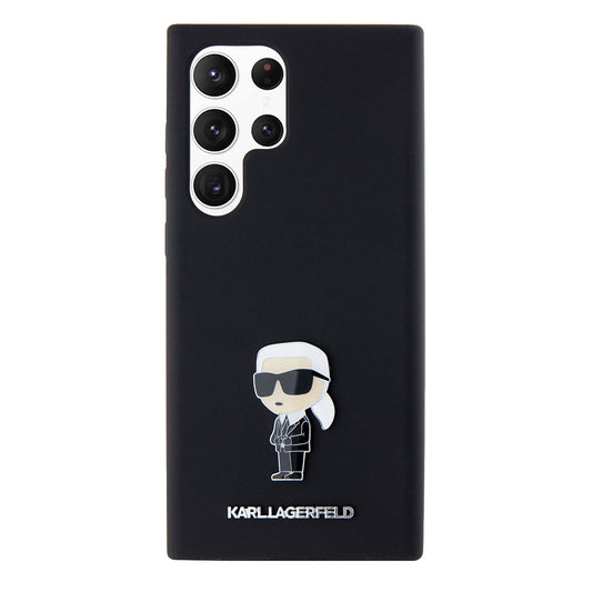 Калъф за Samsung Galaxy S23 Ultra S918, Karl Lagerfeld, Silicone Ikonik Karl Metal, Черен
