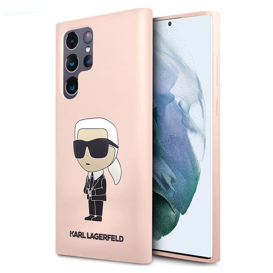 Калъф за Samsung Galaxy S23 Ultra S918, Karl Lagerfeld, Silicone Ikonik Karl, Розов