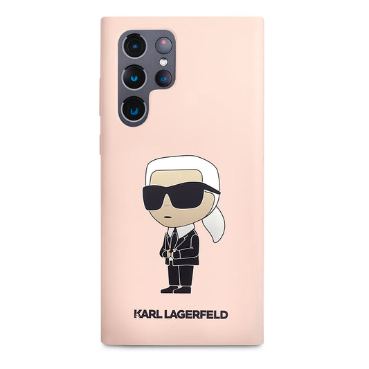 Калъф за Samsung Galaxy S23 Ultra S918, Karl Lagerfeld, Silicone Ikonik Karl, Розов