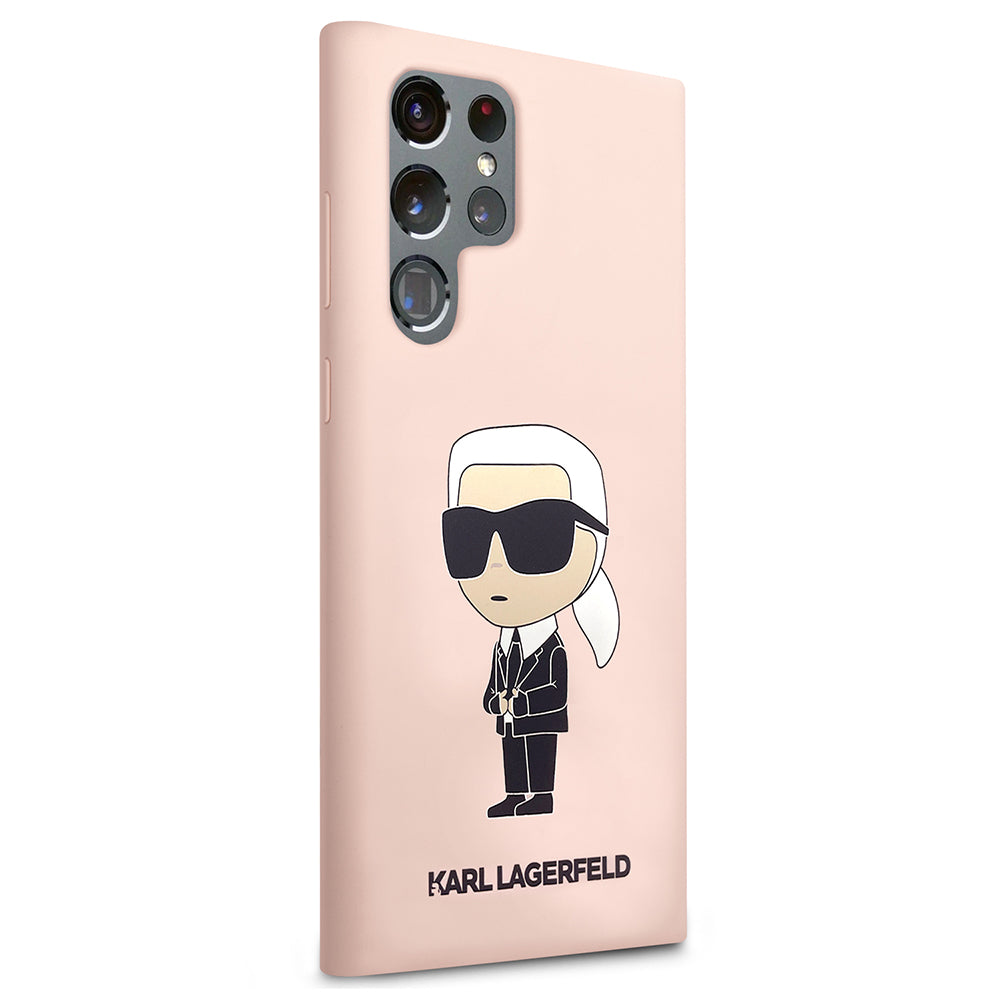 Case for Samsung Galaxy S23 Ultra S918, Karl Lagerfeld, Ikonik Karl Silicone, Pink
