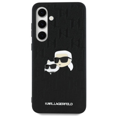 Case for Samsung Galaxy S24 FE S721, Karl Lagerfeld, Monogram Karl & Choupette's Heads, Black