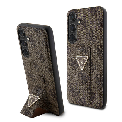 Калъф за Samsung Galaxy S24+ S926, Guess, Grip Stand 4G Triangle Strass, Кафяв