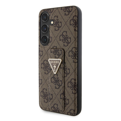 Калъф за Samsung Galaxy S24+ S926, Guess, Grip Stand 4G Triangle Strass, Кафяв