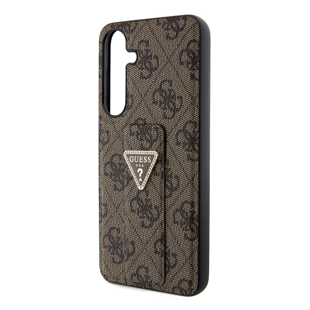 Калъф за Samsung Galaxy S24+ S926, Guess, Grip Stand 4G Triangle Strass, Кафяв