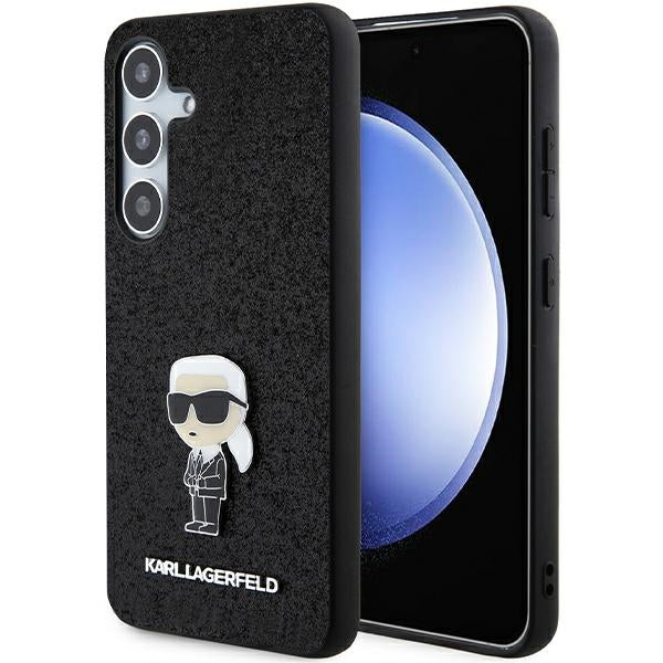 Калъф за Samsung Galaxy S24+ S926, Karl Lagerfeld, Glitter Ikonik Karl Logo, Черен