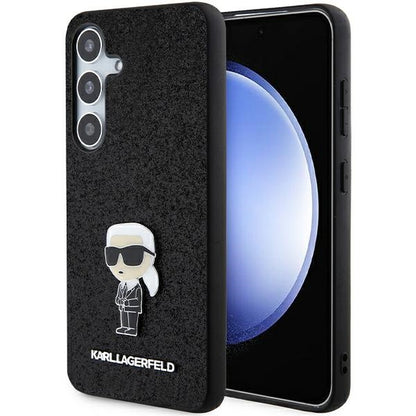 Калъф за Samsung Galaxy S24+ S926, Karl Lagerfeld, Glitter Ikonik Karl Logo, Черен