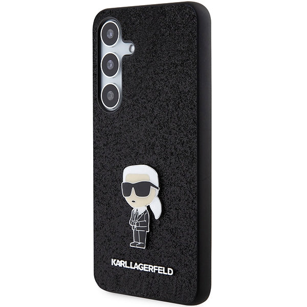 Калъф за Samsung Galaxy S24+ S926, Karl Lagerfeld, Glitter Ikonik Karl Logo, Черен