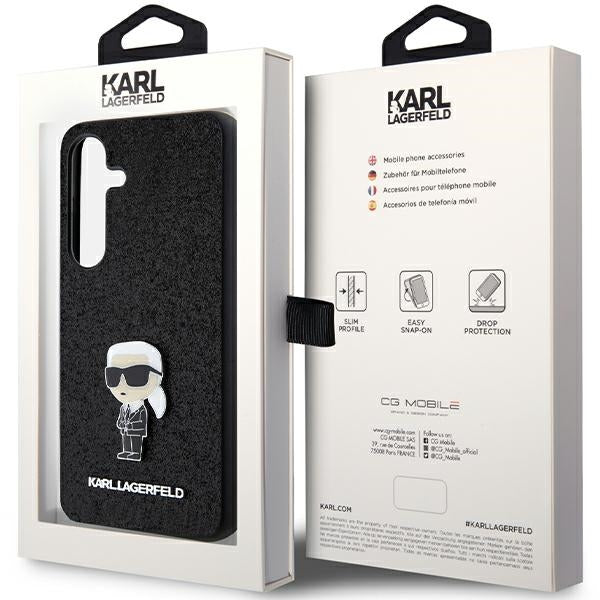 Калъф за Samsung Galaxy S24+ S926, Karl Lagerfeld, Glitter Ikonik Karl Logo, Черен