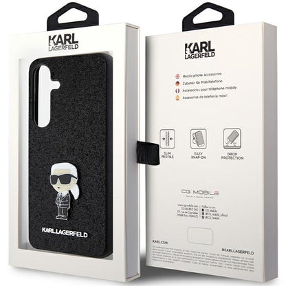 Калъф за Samsung Galaxy S24+ S926, Karl Lagerfeld, Glitter Ikonik Karl Logo, Черен