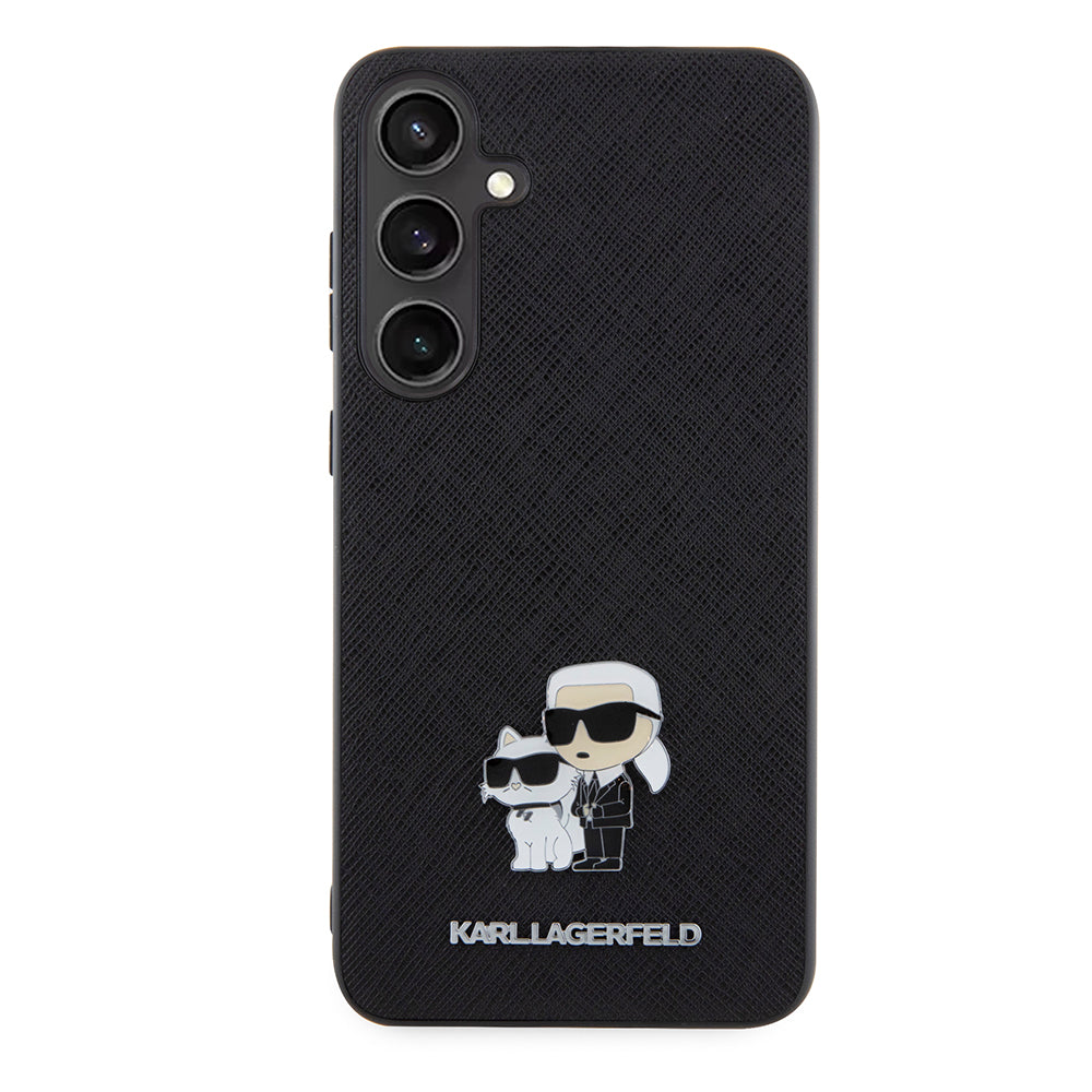 Калъф за Samsung Galaxy S24+ S926, Karl Lagerfeld, Saffiano Karl & Choupette Metal, Черен