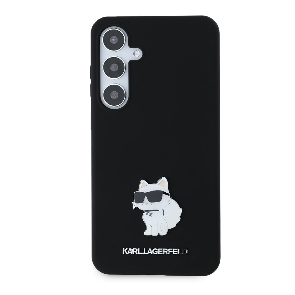 Калъф за Samsung Galaxy S24+ S926, Karl Lagerfeld, Silicone Choupette Metal, Черен