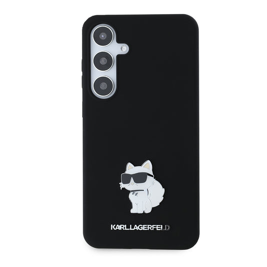 Калъф за Samsung Galaxy S24+ S926, Karl Lagerfeld, Silicone Choupette Metal, Черен