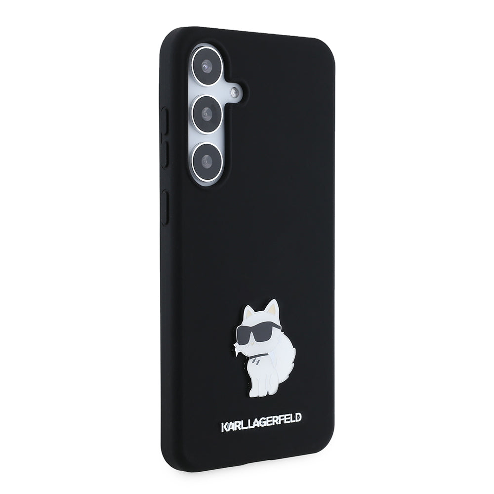 Калъф за Samsung Galaxy S24+ S926, Karl Lagerfeld, Silicone Choupette Metal, Черен