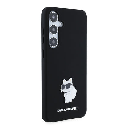 Калъф за Samsung Galaxy S24+ S926, Karl Lagerfeld, Silicone Choupette Metal, Черен