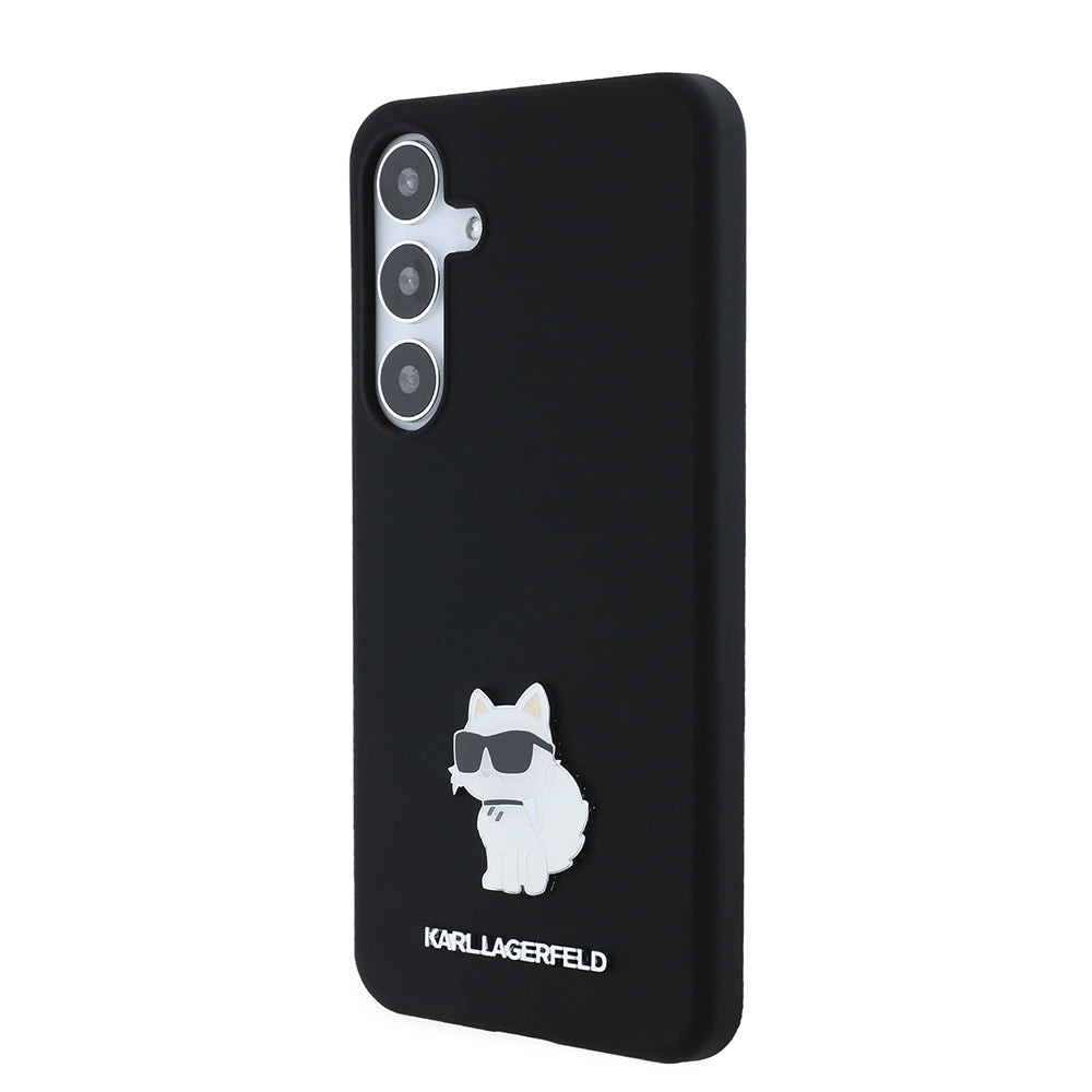 Калъф за Samsung Galaxy S24+ S926, Karl Lagerfeld, Silicone Choupette Metal, Черен