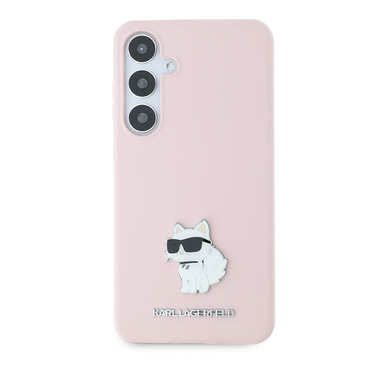 Калъф за Samsung Galaxy S24+ S926, Karl Lagerfeld, Silicone Choupette Metal, Розов