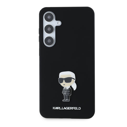 Калъф за Samsung Galaxy S24+ S926, Karl Lagerfeld, Silicone Ikonik Karl Metal, Черен