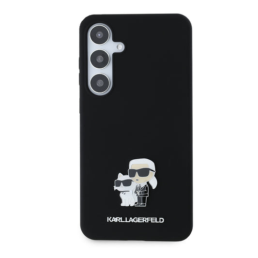 Калъф за Samsung Galaxy S24+ S926, Karl Lagerfeld, Silicone Karl & Choupette Metal, Черен