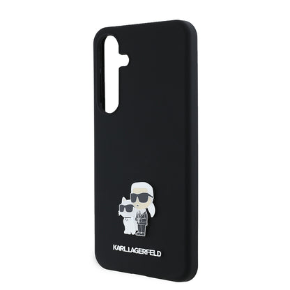 Калъф за Samsung Galaxy S24+ S926, Karl Lagerfeld, Silicone Karl & Choupette Metal, Черен