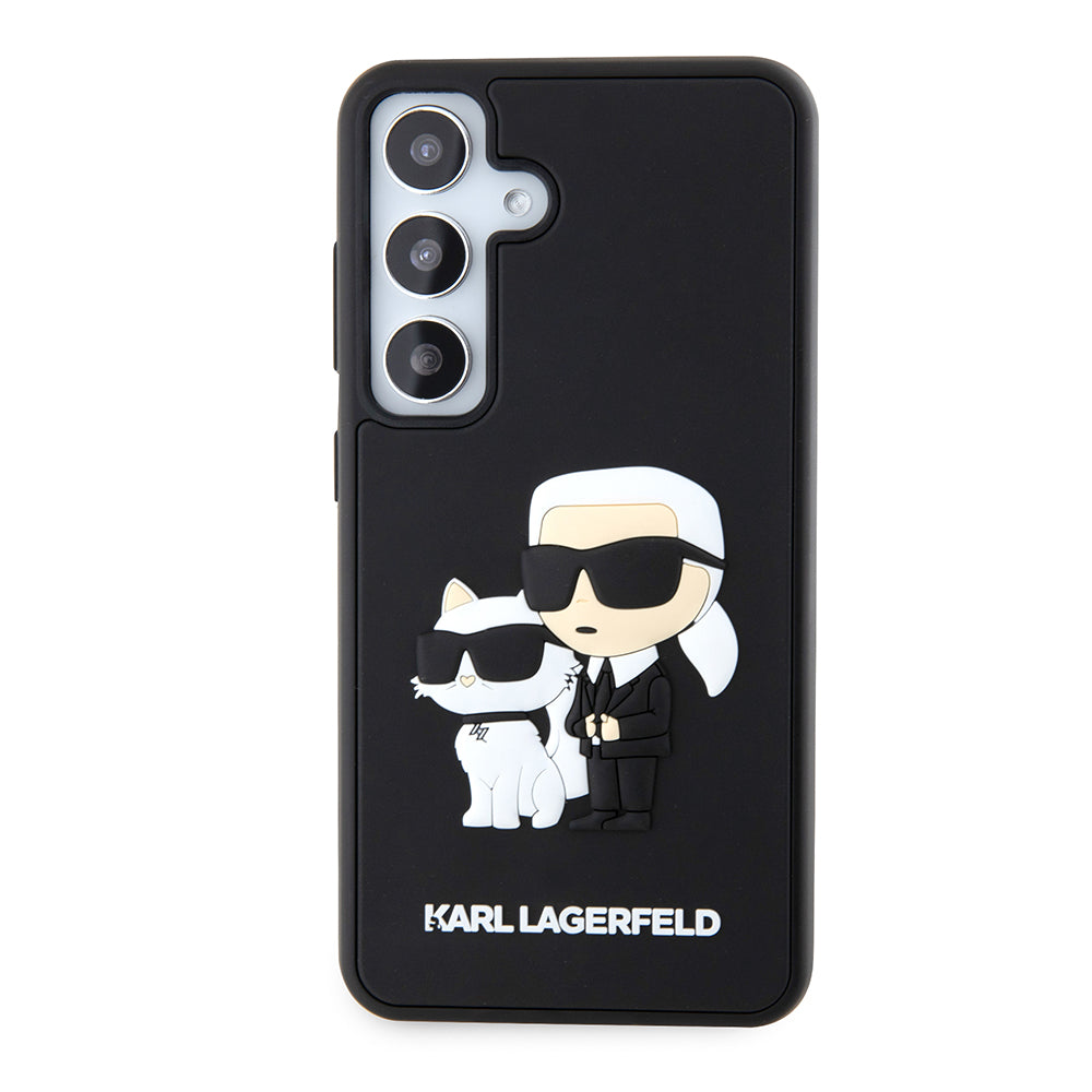 Case for Samsung Galaxy S24 S921, Karl Lagerfeld, 3D Rubber Karl & Choupette, Black