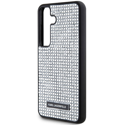 Case for Samsung Galaxy S24 S921, Karl Lagerfeld, Rhinestone Metal Plate, Silver