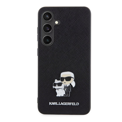 Калъф за Samsung Galaxy S24 S921, Karl Lagerfeld, Saffiano Karl & Choupette Metal, Черен