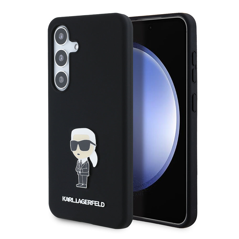 Калъф за Samsung Galaxy S24 S921, Karl Lagerfeld, Silicone Ikonik Karl Metal, Черен