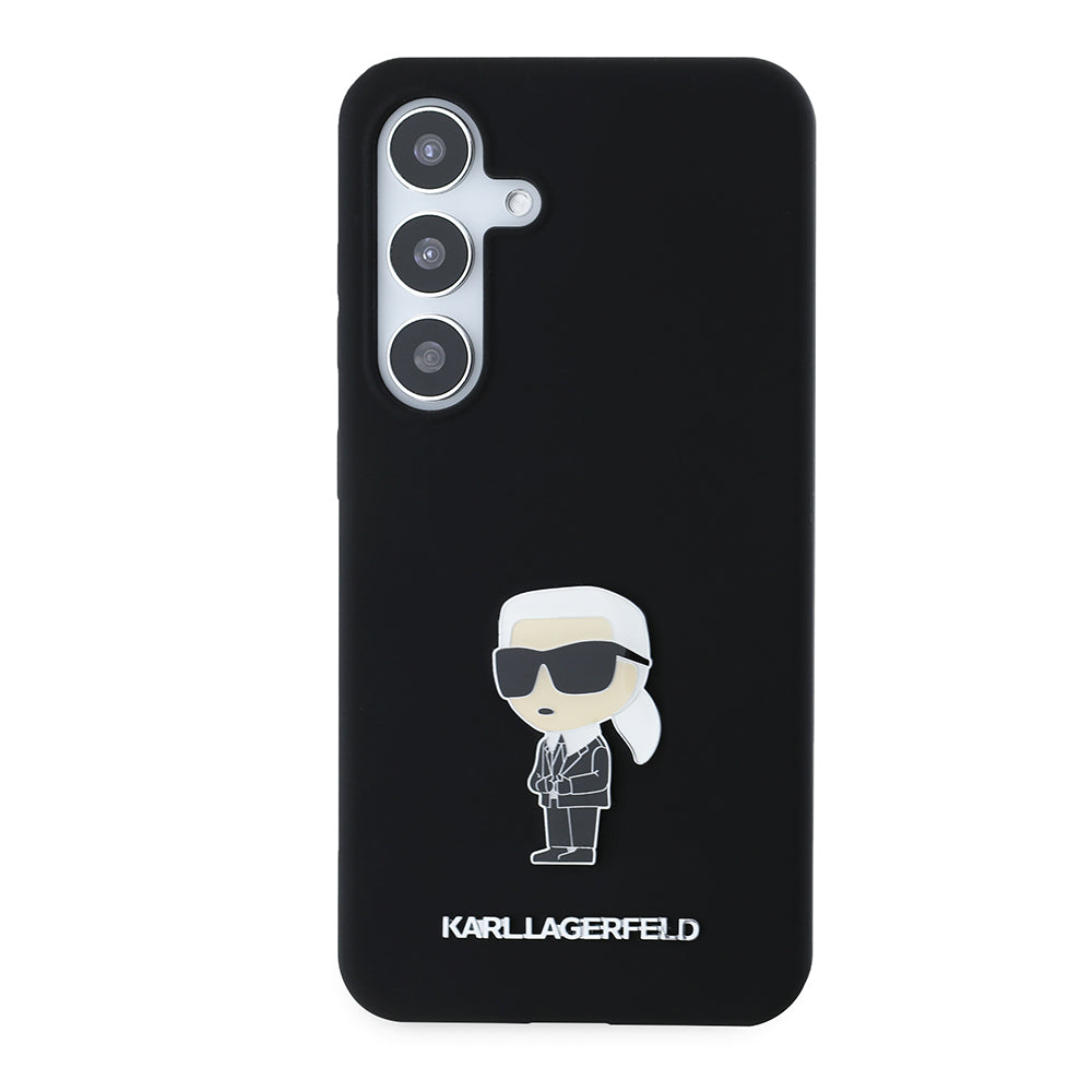 Калъф за Samsung Galaxy S24 S921, Karl Lagerfeld, Silicone Ikonik Karl Metal, Черен