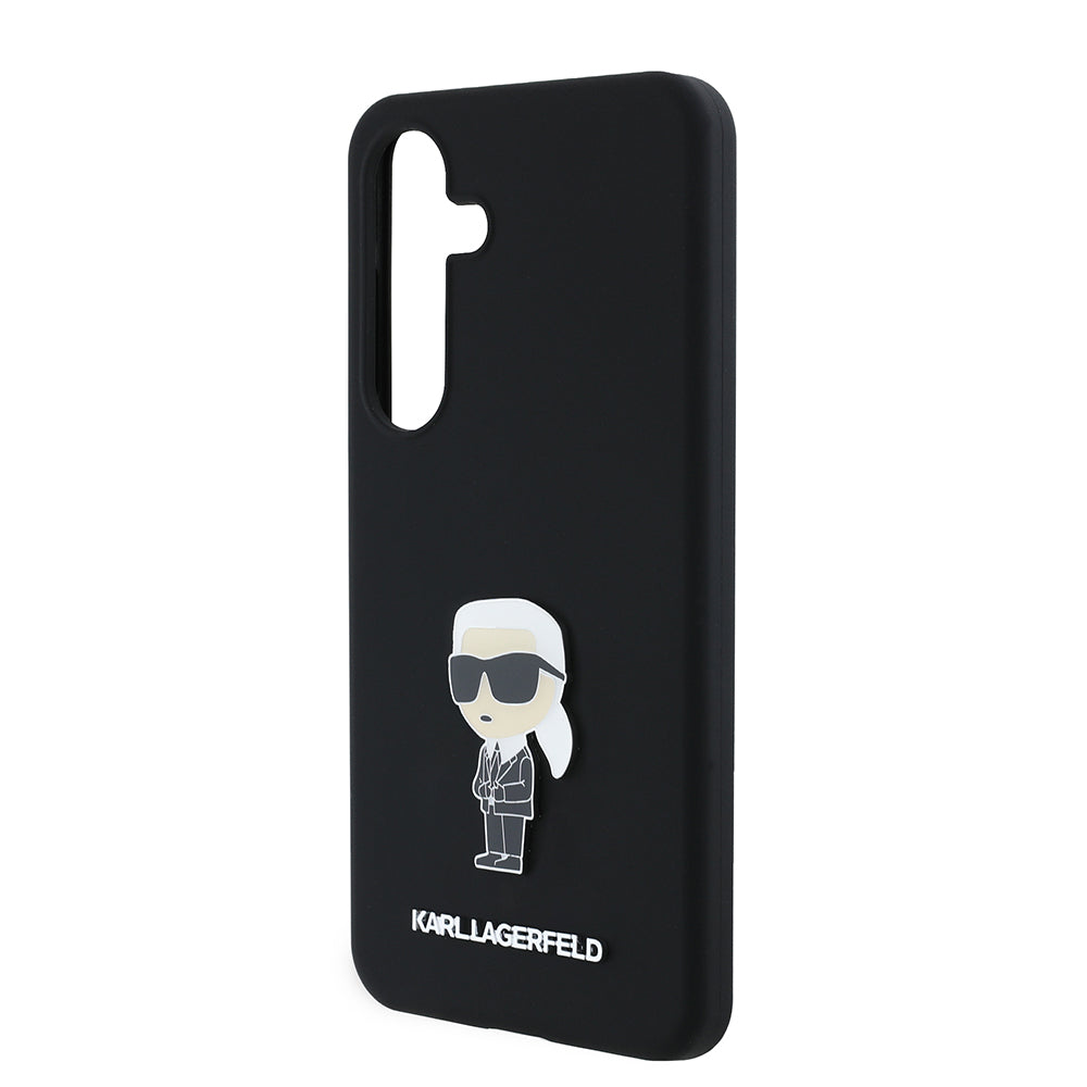 Калъф за Samsung Galaxy S24 S921, Karl Lagerfeld, Silicone Ikonik Karl Metal, Черен