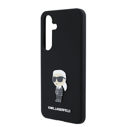 Калъф за Samsung Galaxy S24 S921, Karl Lagerfeld, Silicone Ikonik Karl Metal, Черен