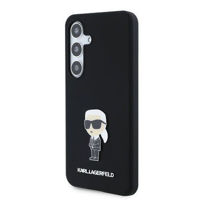 Калъф за Samsung Galaxy S24 S921, Karl Lagerfeld, Silicone Ikonik Karl Metal, Черен