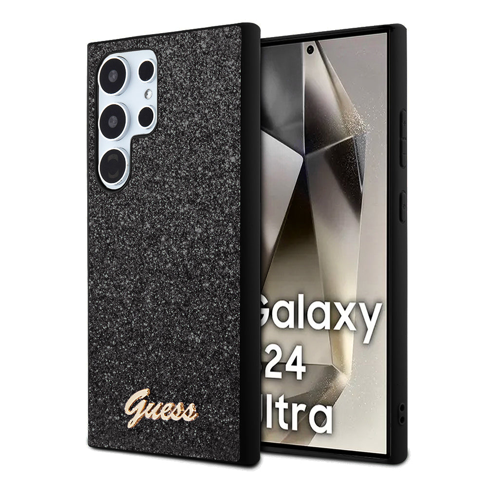 Калъф за Samsung Galaxy S24 Ultra S928, Guess, Glitter Script, Черен