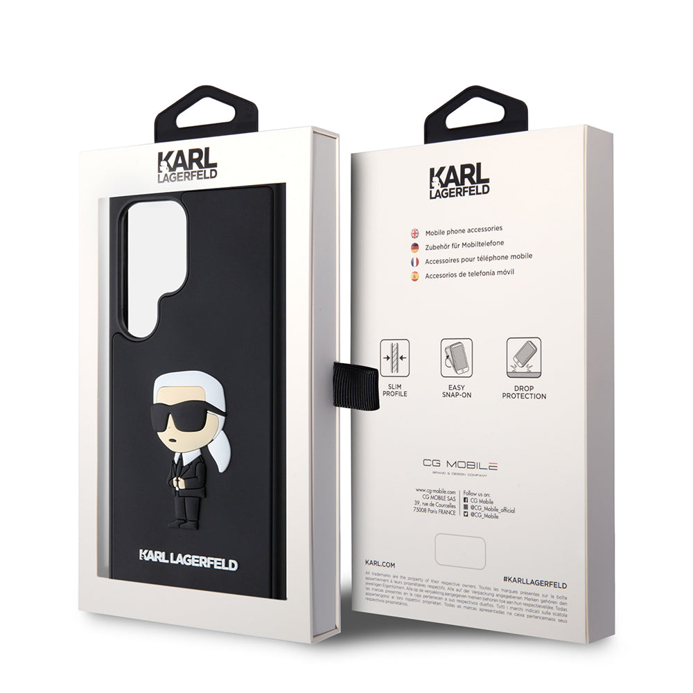 Калъф за Samsung Galaxy S24 Ultra S928, Karl Lagerfeld, 3D Rubber Ikonik Karl, Черен