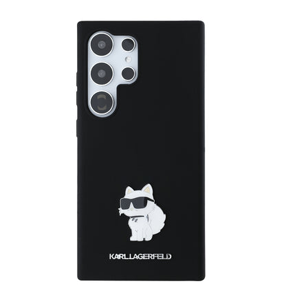 Калъф за Samsung Galaxy S24 Ultra S928, Karl Lagerfeld, Silicone Choupette Metal, Черен