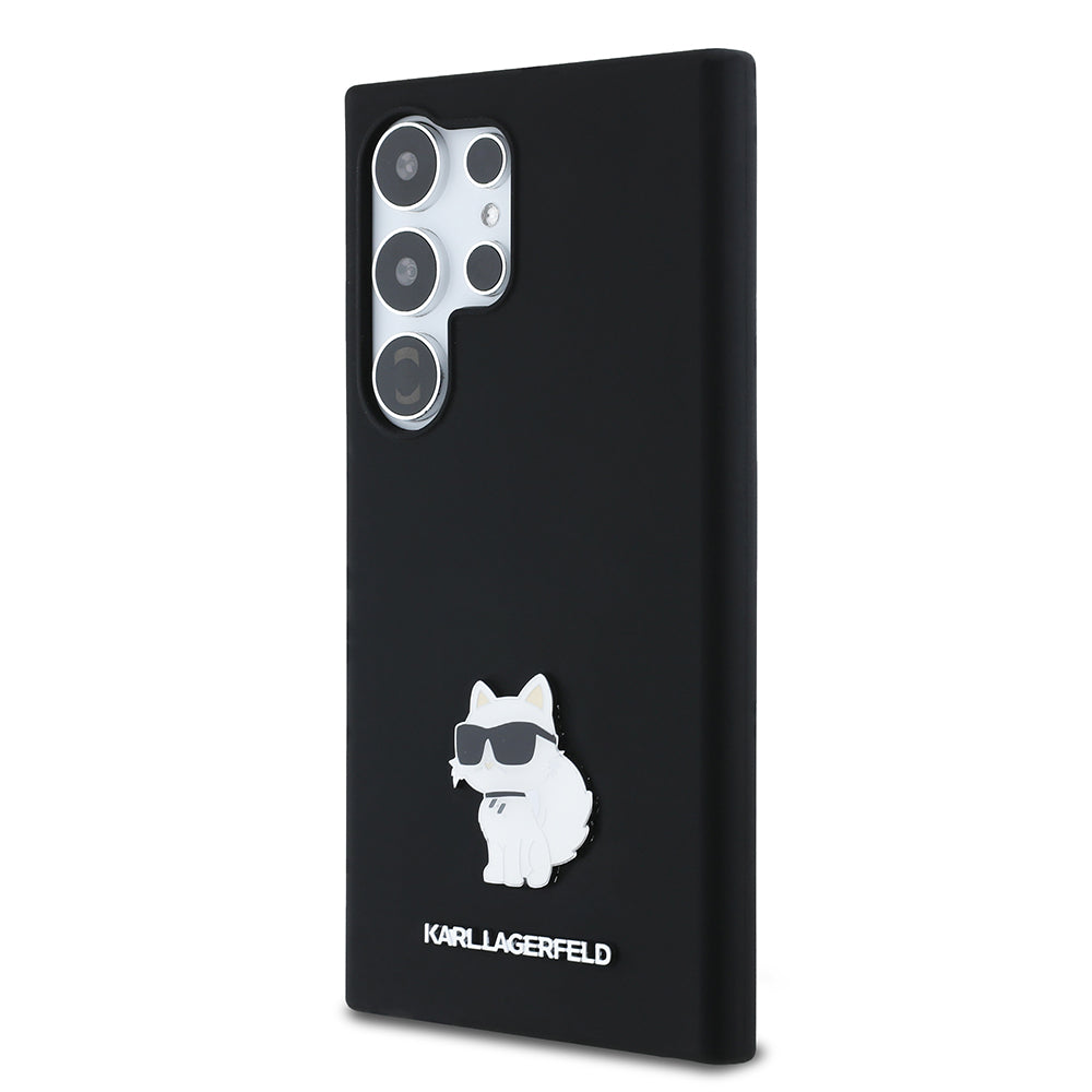 Калъф за Samsung Galaxy S24 Ultra S928, Karl Lagerfeld, Silicone Choupette Metal, Черен