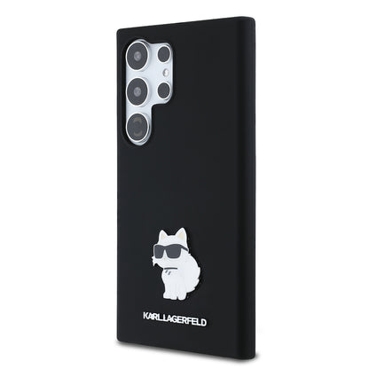 Калъф за Samsung Galaxy S24 Ultra S928, Karl Lagerfeld, Silicone Choupette Metal, Черен