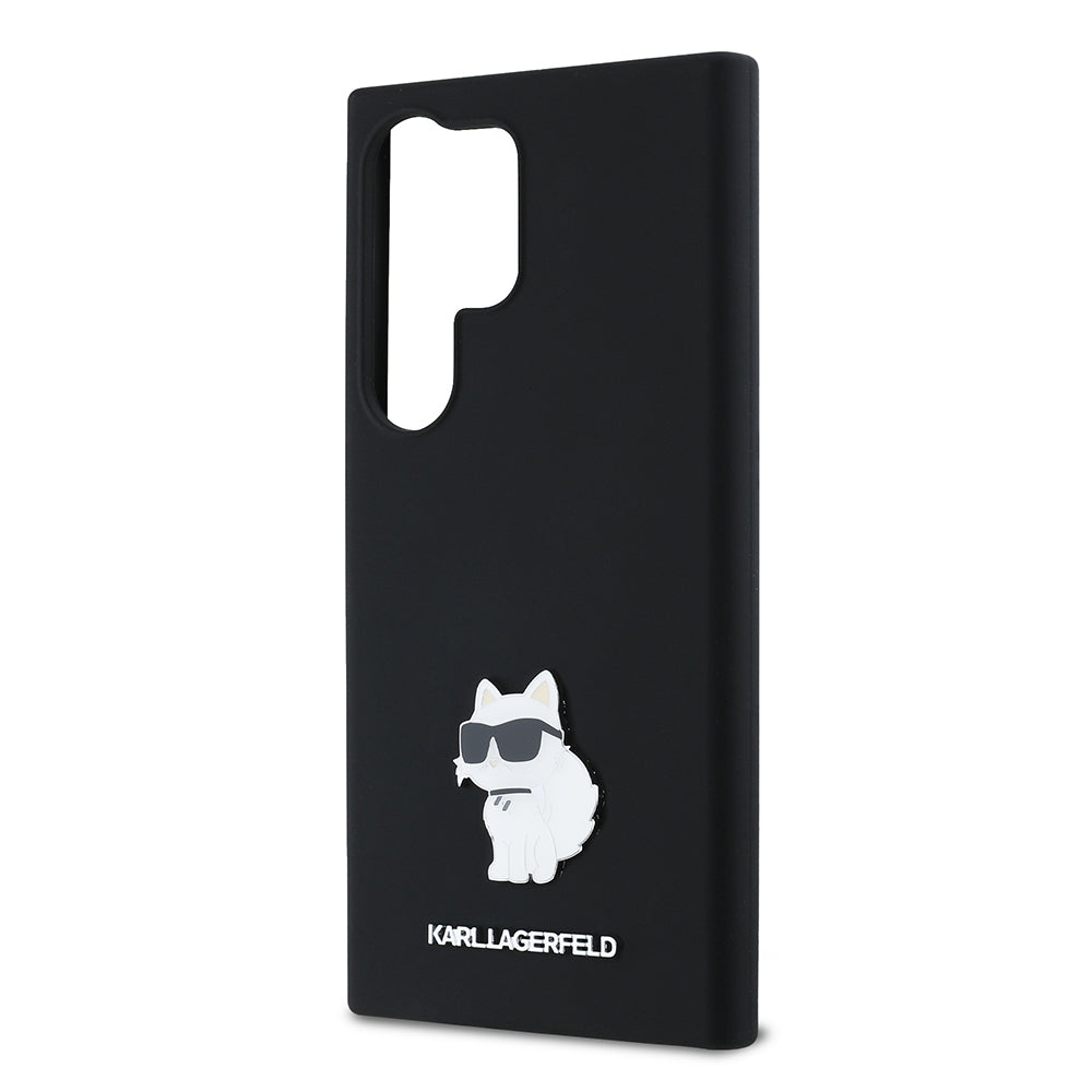Калъф за Samsung Galaxy S24 Ultra S928, Karl Lagerfeld, Silicone Choupette Metal, Черен