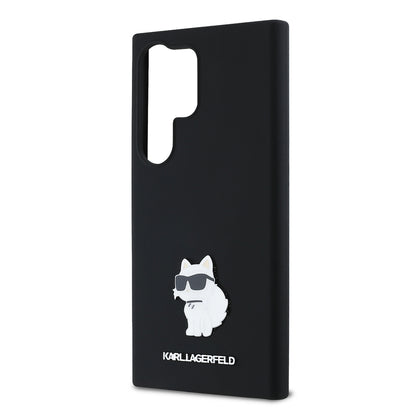 Калъф за Samsung Galaxy S24 Ultra S928, Karl Lagerfeld, Silicone Choupette Metal, Черен
