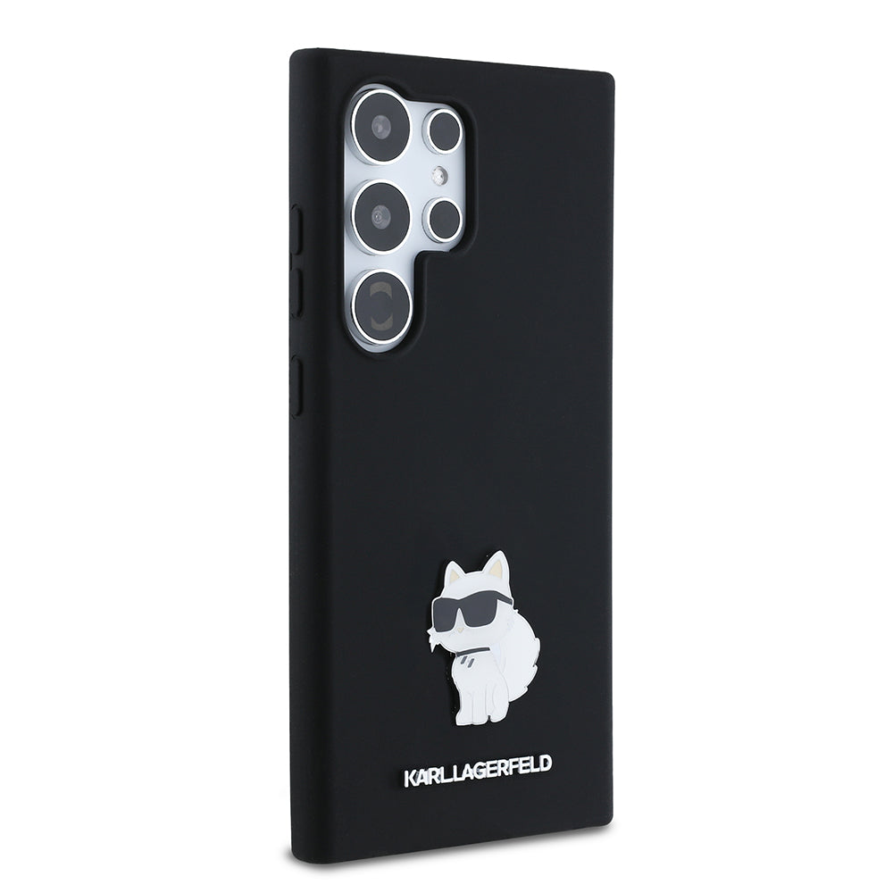 Калъф за Samsung Galaxy S24 Ultra S928, Karl Lagerfeld, Silicone Choupette Metal, Черен